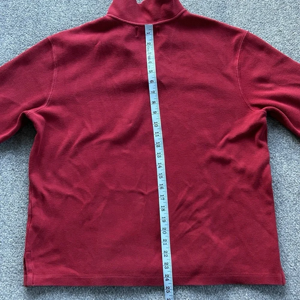 Polo Ralph‎ Lauren Shirt Mens Large Red Pullover 1/4 Zip Vintage Rib Knit Jumper